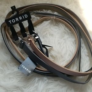 Torrid 3-PK skinny belts. Size 2.